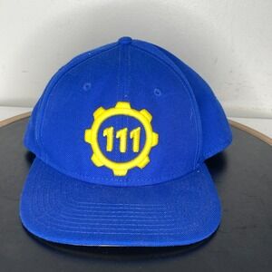 Fallout 4 Vault 111 Logo Snapback Hat Blue Video Game Bethesda Twill Wool Blend